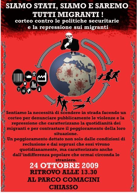Volantino manif 24 ottobre a chiasso contro le politiche securitarie e per i migranti